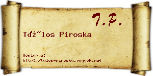 Tálos Piroska névjegykártya