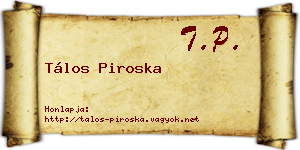 Tálos Piroska névjegykártya